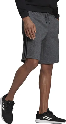 Vista 3 de adidas Essentials - Pantalones cortos de forro polar de 3 rayas para hombre Gris
