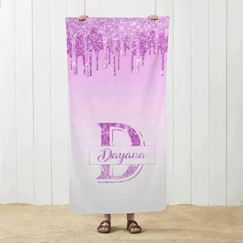 Vista 38 de MyPupSocks Toalla de playa personalizada – Toalla de piscina personalizada de piñas – Morado Personaliza con tu nombre