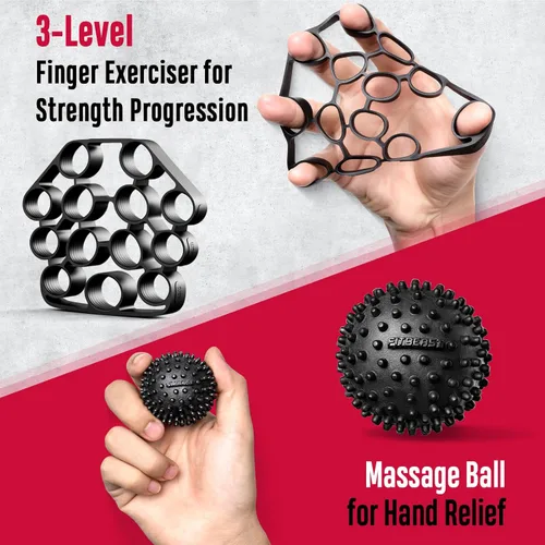 Vista 6 de FitBeast Entrenador de fuerza de agarre, kit de fortalecimiento de agarre de mano, paquete de 6 con fortalecedor de antebrazo de resistencia