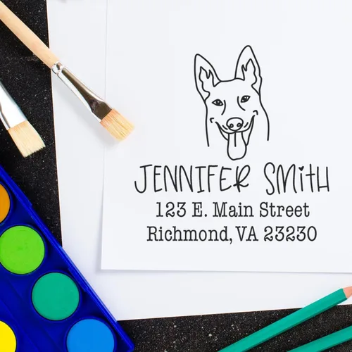 Vista 64 de Sello de dirección personalizado Basset Hound – Sello personalizable con nombre y dirección para sobres, ideal para amantes de los perros