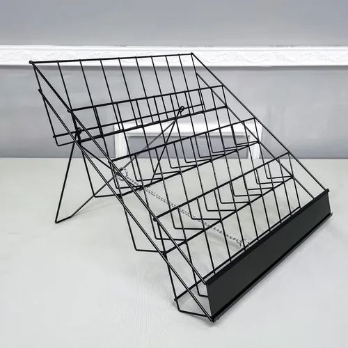 Vista 6 de FixtureDisplays® Estante de exhibición de alambre de 4 niveles de 18" para folleto de literatura, soporte de revista, estante de mesa, estantes