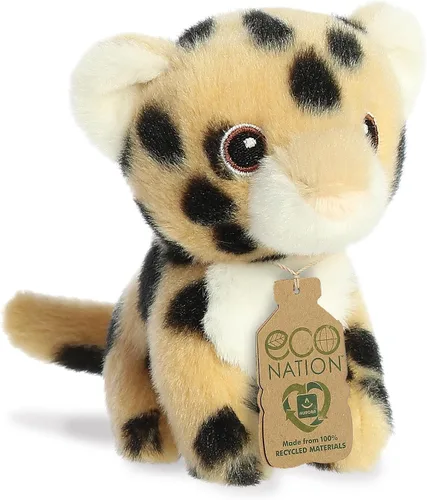 Vista 2 de Aurora Animal de peluche Eco Nation Mini guepardo hecho de forma responsable, ideal para aventuras de juego, perfecto para cumpleaños o simplemente