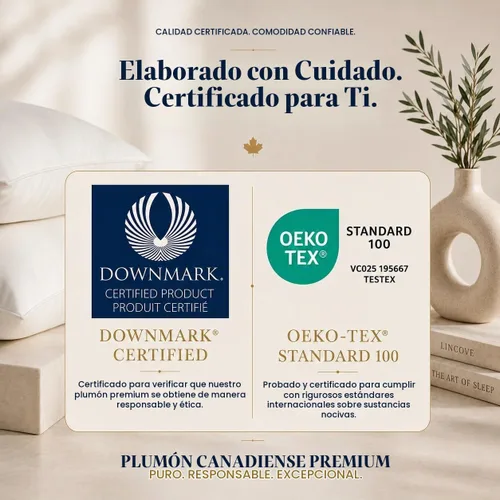 Vista 6 de Lincove Signature - Almohada de plumón 100% blanca canadiense, almohada de lujo para dormir de espalda, estómago y de lado, almohada de cama de 800