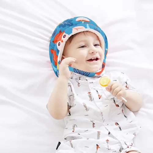 Vista 5 de Casco de bebé para gatear caminando, casco de bebé sin golpes, suave protector de cabeza de bebé, protección para la cabeza para bebés niños y niñas