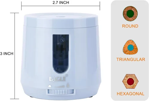 Vista 5 de Eagle Sacapuntas con batería/USB, sacapuntas eléctrico con alta capacidad, función de parada automática, puntos de lápiz ajustables, perfecto