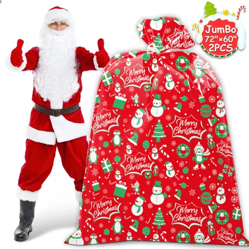 Vista 13 de HYmoso 1 pieza bolsas de regalo de Navidad extragrandes, bolsas de regalo jumbo para bicicleta para regalos navideños enormes de gran tamaño, bolsa