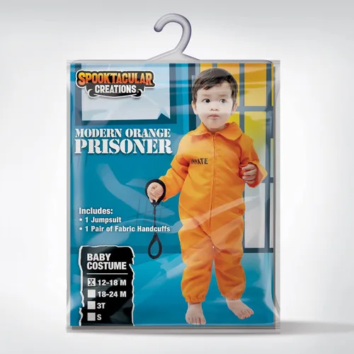 Vista 6 de Spooktacular Creations Traje de uniforme de prisión naranja moderno bebé