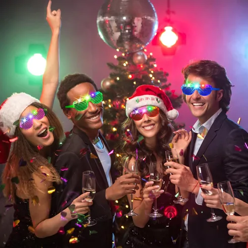 Vista 4 de 84 lentes LED, 5 colores iluminados con 3 modos de luz, suministros de fiesta que brillan en la oscuridad, gafas brillantes para fiestas rave