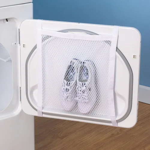 Vista 9 de Household Essentials bolsa para lavar y secar tenis de poliéster, color blanco, Malla, Rosado/Blanco apagado, 1