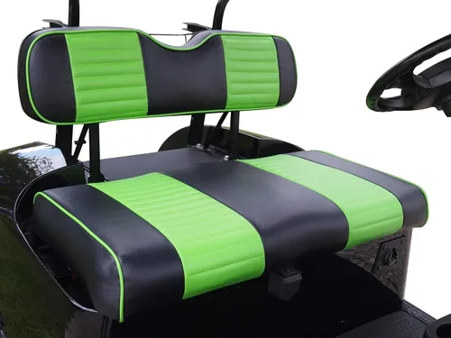 Vista 30 de Cubiertas de asiento delantero para carrito de golf EZGO Medalist, TXT 1994-2013 de Huskey, ajuste personalizado, estilo plisado negro, vinilo