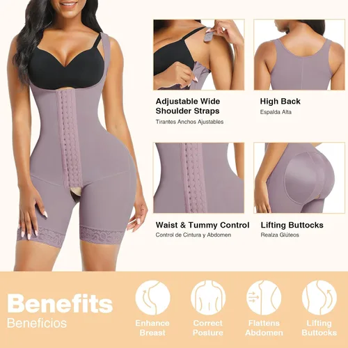 Vista 3 de FeelinGirl Fajas moldeadoras con control de abdomen para mujer BBL Fajas postoperatorias moldeador de body de compresión con entrepierna abierta