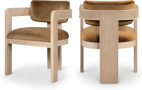 Vista 27 de Meridian Furniture Sacha - Juego de 2 sillas de comedor de terciopelo y Terciopelo coñac
