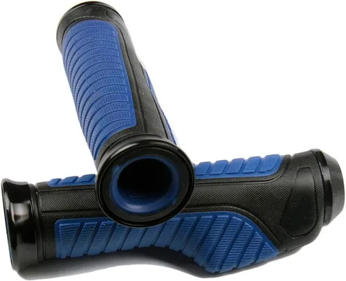 Vista 3 de Agarraderas de gel para manillar azul con tapa negra compatible con Honda Nighthawk 650 1983