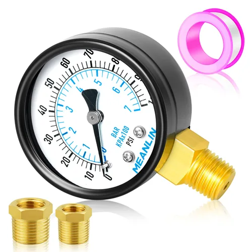 Vista 28 de MEANLIN MEASURE - Manómetro electromecánico de 2" de esfera con cara, NPT de 1/4 de pulgada, para bomba de pozo, con bujes hexagonales NPT de 1/2