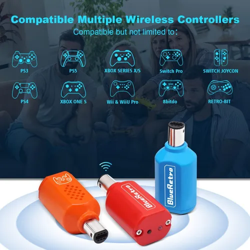Vista 3 de BITFUNX RetroScaler - Adaptador de controlador inalámbrico NGC, compatible con consola de juegos NGC, compatible con PS3PS4PS5, Xbox One S, Series