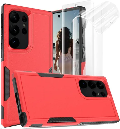 Vista 25 de Jeylly Funda para Samsung Galaxy S10 Plus S10+, ajuste delgado, doble capa, resistente, absorción de golpes, TPU con carcasa trasera de Negro