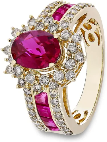 Vista 2 de Anillos de piedras preciosas ovaladas genuinas y diamantes naturales, anillo llamativo, joyería de piedras preciosas para mujer, oro blanco de 14