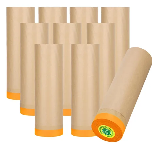 Vista 12 de Papel de enmascarar, papel de enmascaramiento de pintura con adhesivo, rollo de papel para pintores de 20 pulgadas x 50 pies, papel para pintores