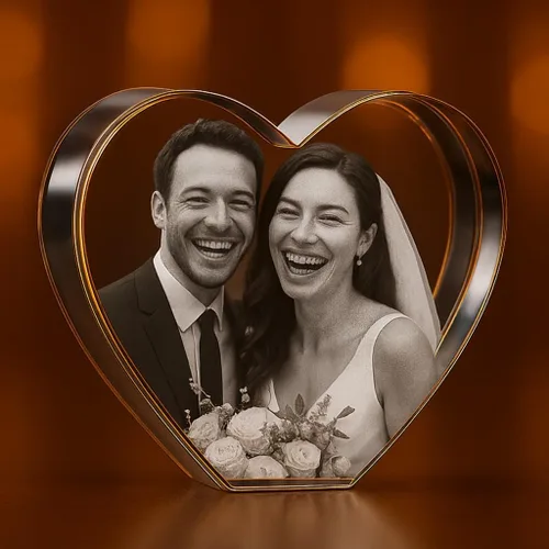 Vista 10 de Corazón de Cristal 3D Personalizado con Foto – Imagen Personalizada Grabada con Láser en Vidrio – Regalo Conmemorativo, de Boda, Aniversario
