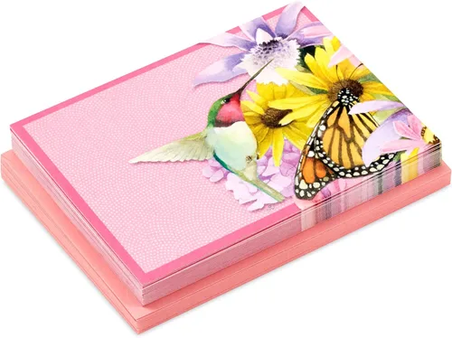 Vista 4 de Hallmark Marjorlein Bastin - Tarjetas en blanco, paquete de 20 (mariposa y colibrí)