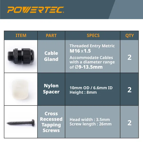 Vista 3 de POWERTEC 71834 Caja de interruptores profundos con herrajes para compatibilidad con POWERTEC Switch - 71007, 71651, 71054, 71577