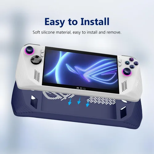 Vista 4 de Funda protectora de silicona para consola de juegos ASUS ROG Ally 2023 a prueba de caídas para ASUS Rog Ally 2023 (azul oscuro)