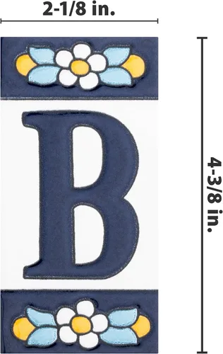 Vista 4 de Sevillano Flora Address Letters B - Azulejo de cerámica para pared, 2-1/8" x 4-3/8
