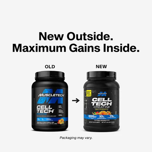 Vista 2 de MuscleTech Polvo de Monohidrato de Creatina - Bebida de Recuperación Post Entrenamiento Cell-Tech, Suplemento para Creador de Músculo y Construcción