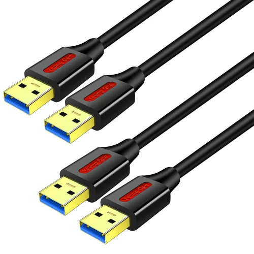Vista 8 de Cable USB 3.0 A a A macho de 1 pie, USB tipo A macho a macho, cable USB 3.0 de doble extremo USB para disco duro, cámaras, enfriador de laptop