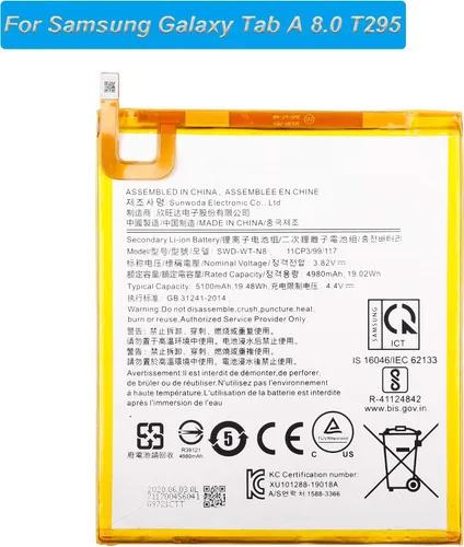 Vista 2 de SWD-WT-N8 - Batería de repuesto compatible con Samsung Galaxy Tab A 8.0 T295 T290 con herramientas