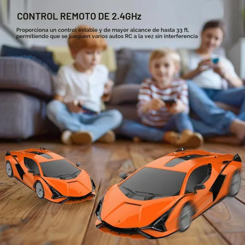 Vista 3 de Coche RC con licencia 1/24 para Lamborghini Sian FKP 37 con control remoto Naranja