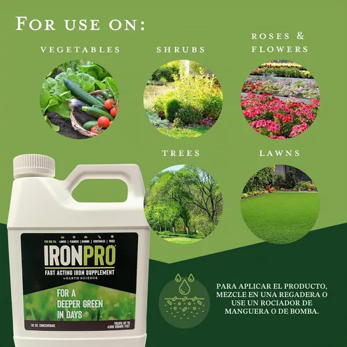 Vista 5 de Earth Science IronPro Concentrado de hierro líquido de acción rápida, 32 onzas, suplemento de hierro para césped, plantas, jardines, corrige