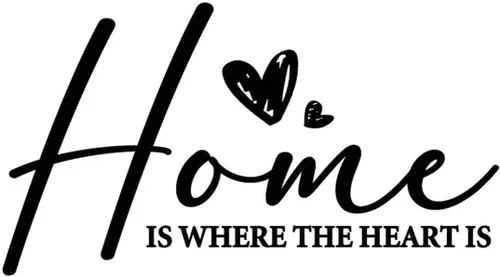 Vista 3 de Calcomanías de vinilo con cita para pared, con texto en inglés «Home is Where The Heart is», calcomanías de pared motivacionales con frases
