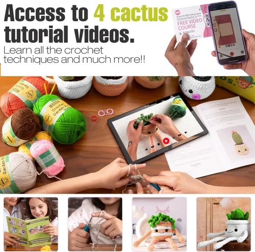 Vista 3 de MODDA Kit de Ganchillo para Principiantes - Kit de Inicio de Ganchillo para Principiantes con Tutoriales en Video Fáciles de Seguir, Kits