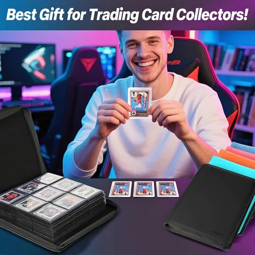 Vista 14 de Carpeta TopLoader de 9 bolsillos, con capacidad para 360 estuches rígidos de 3 x 4 pulgadas, carpeta de colección de tarjetas, 20 páginas de doble