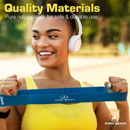 Vista 7 de ProBody Pilates Pelota de ejercicio (21.7 in) y 5 bandas de resistencia para estabilidad, barras, yoga, entrenamiento básico y terapia física
