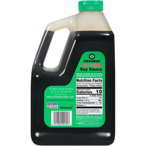 Vista 2 de Kikkoman Salsa de soja Lite, botella de 64 onzas