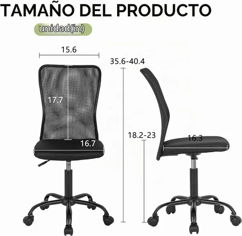 Vista 3 de [Usado] Silla de escritorio ergonómica de malla para computadora, respaldo moderno ejecutivo, soporte para la espalda media, silla giratoria y Negro
