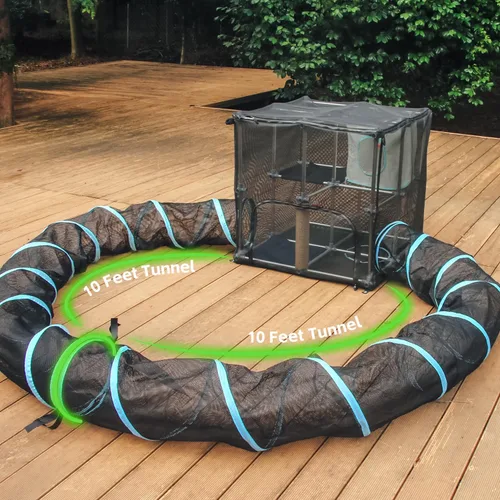 Vista 5 de INTURN Tienda de campaña de muebles para gatos para interiores y exteriores, túneles portátiles para gatos, perrera al aire libre (túnel de 10 pies)