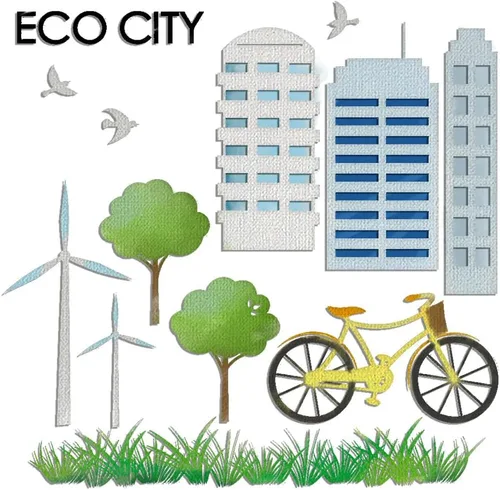 Vista 6 de Troqueles ecológicos para hacer tarjetas, ECO City Building Bike Troquel para álbumes de recortes, papel, manualidades, decoración, álbum