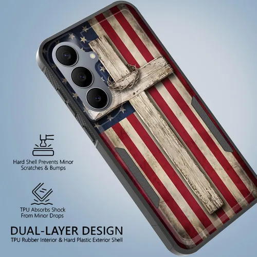 Vista 5 de Funda para Galaxy S26 FE, doble capa, protección contra caídas de grado militar de 10 pies, antideslizante, resistente a prueba de golpes, para Cruz
