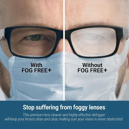 Vista 2 de Fog Free Plus - Spray antivaho para lentes – Limpiador de lentes y desempañador – Eficaz en todas las lentes y revestimientos antirreflectantes