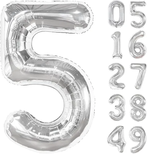 Vista 44 de Globo negro de 40 pulgadas con números del 0 al 9 (cero-nueve), globo de cumpleaños de gran tamaño, globo de helio de aluminio con números grandes
