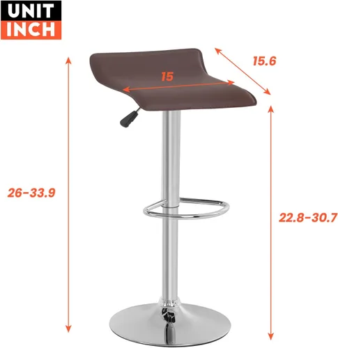 Vista 3 de Juego de 2 taburetes de bar giratorios de altura de mostrador para taburete de cocina, taburetes de bar altos, taburetes de isla de cocina de piel