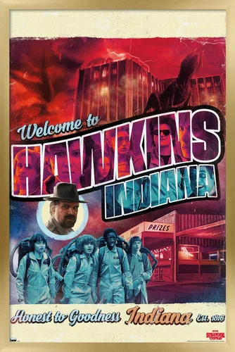 Vista 14 de Trends International Netflix Stranger Things - Póster de pared de Welcome to Hawkins Indiana, 22.4 pulgadas de largo x 14.7 W, versión enmarcada