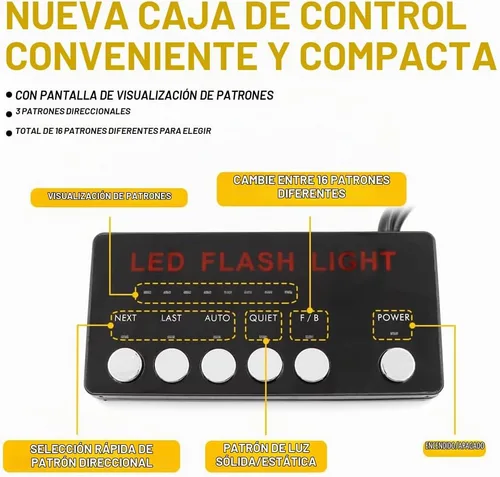 Vista 4 de Barra de luz estroboscópica de emergencia de 32 LED, aviso de tráfico, control de pantalla digital, luces de seguridad, advertencia y precaución