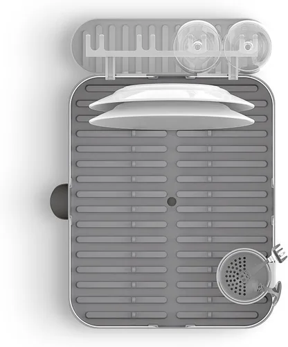 Vista 15 de Umbra Escurridor de platos con funda de plástico moldeado con boquilla de drenaje, carbón
