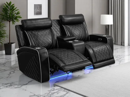 Vista 85 de Juego de sofás reclinables eléctricos, juegos de muebles de sala de estar, sofá reclinable eléctrico moderno negro, sofá biplaza y silla