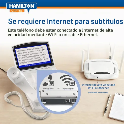 Vista 6 de Teléfono Hamilton CapTel 840i con subtítulos, teléfonos para personas con discapacidad auditiva, subtítulos automáticos/asistidos y control