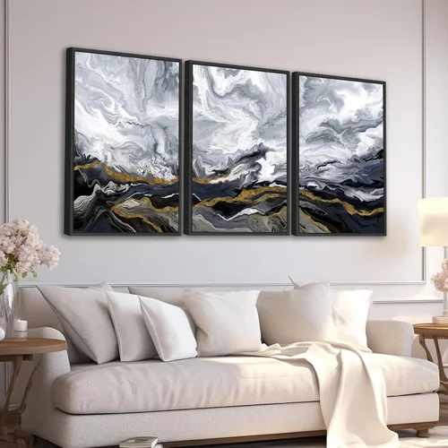 Vista 18 de Arte de Pared Botánico Enmarcado Grande - Decoración de Pared de Hojas Tropicales 16"x24" Juego de 3 Impresiones de Arte Bohemio Beige Pintura